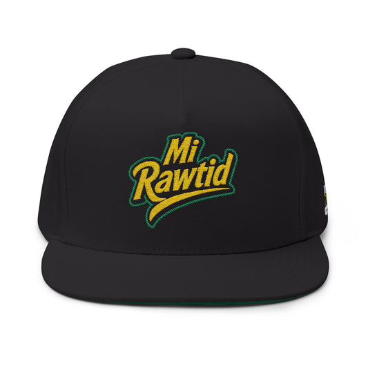 Embroidered Flat Bill Cap - Mi Rawtid, Stylish Hat, Streetwear Fashion, Gift for Him/Her, Unisex Accessories, Trendy Headwear